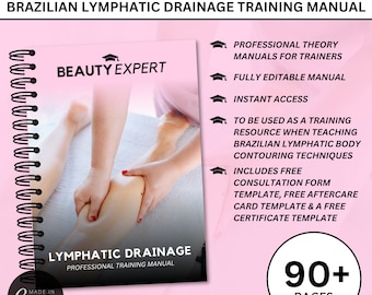 Brasilianische Lymphdrainage-Massage bearbeitbares Trainingsbuch - Sofortiger Download PLUS kostenlose Beratung, Zertifikat und Nachsorgekarte