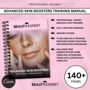 Advanced Skin Boosters Fully Editable Canva Training Manual - Instant Download PLUS Free Consultation Form, Certificate & Aftercare Card