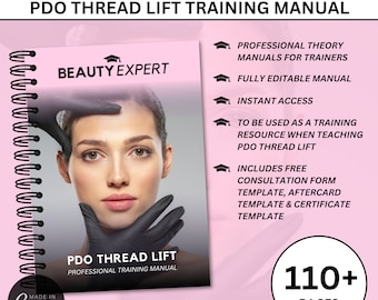PDO Thread Lift Editable Canva Training Manual - Instant Download PLUS Free Consultation Form, Certificate & Aftercare Card Templates