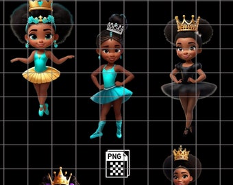 Black Ballerina PNG, Vector file, Sublimation clipart, Dtf transfer, kids clipart, chipbags, workbook, kids backpack, kid art kids character