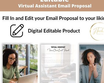 Virtual Assistant Editable Email Proposal, virtual Assistant services, editable product, digital products