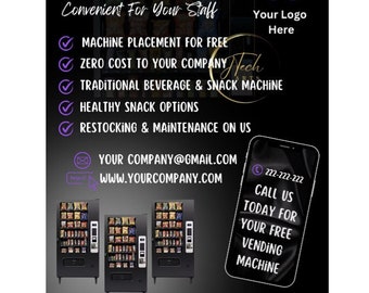 Digital E Flyer, Colors can change when you edit in Canva, Vending Machine Business, Vending Machine flyer, Vending Machine template