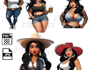 Latina Clip art, PNG, JPG, Clip art, Mexican girls, Latina girls, Thick Latina, coffee mug, Tshirt,