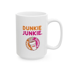 Mug en céramique Dunkin Junkie, 15 oz, 11 oz, cadeau pour les amateurs de donuts Dunkin, tasse à café pour les fans de Dunkin, verres pour les accros du café