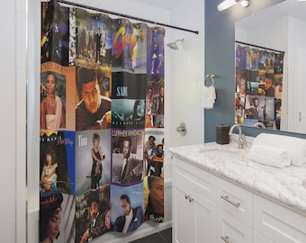 1980s R&B Retro Vibes Shower Curtain | Vintage Music Bathroom Decor
