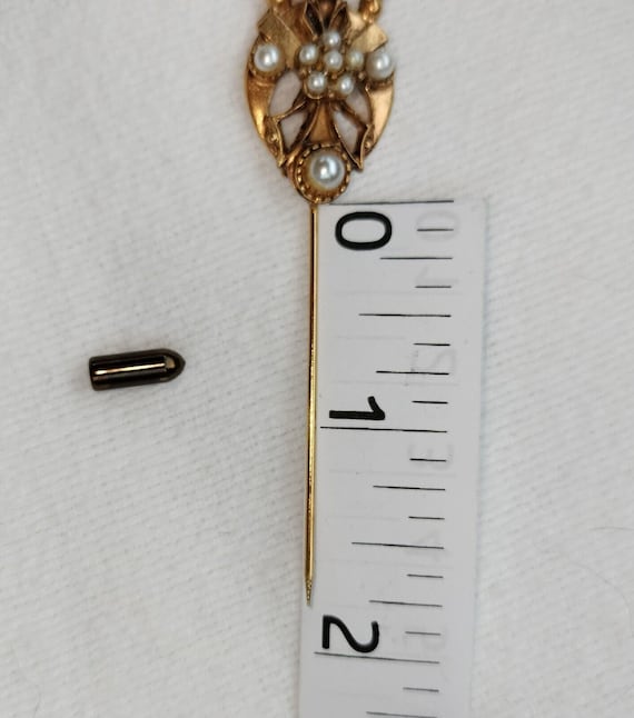 Florenza Revival Crown Faux Pearl Stick Pin Desig… - image 9