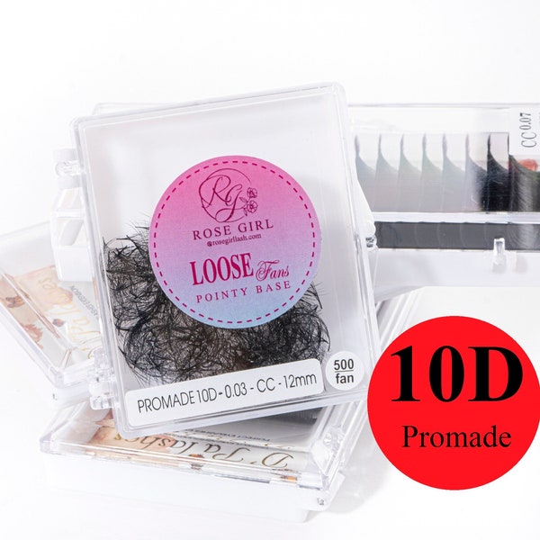 Loose Tray 10D Promade Fans, Premium Quality 500 Fans Box, Eyelash Extension, Promade Volume Ultra Speed Fans, Curl C - CC - D