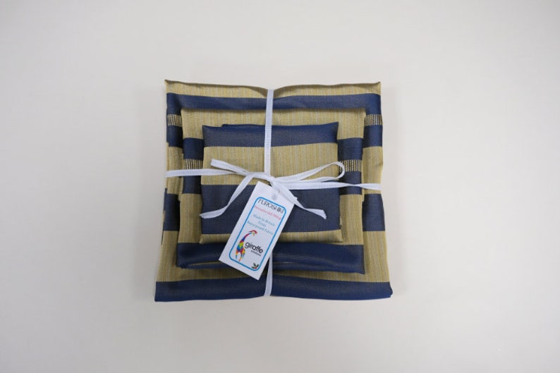 Furoshiki Gift Wrap, Royal Gold and Blue reusable wrapping cloths, wrapping paper, Christmas gift, Birthday gift, zero waste image 5