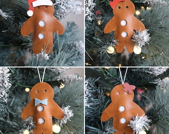 Gingerbread Man, Gingerbread Woman, Tree Decoration, Real Leather, Handmade, Stuffed,Festive,Bauble,Hanging Decoration,Gift Tag,Secret Santa