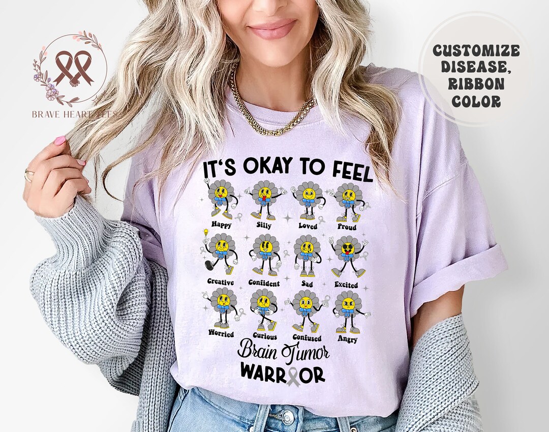 Retro Flower Brain Tumor Shirt It's Okay to Feel Brain Etsy