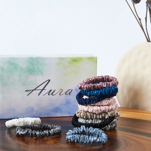 Box of 4 Real Silk Satin Scrunchie Pack, 22 Momme Mulberry Silk ...