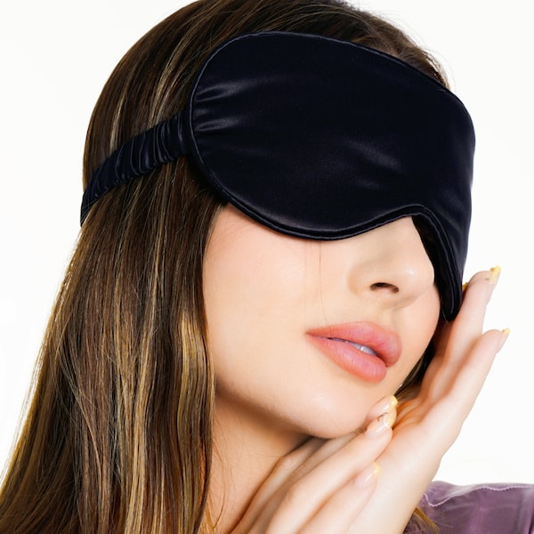 Handmade Luxury Silk Eye Mask with Elastic Band, 22 Momme Mulberry Silk Sleep Mask, Eye Mask with gift box, Silk Sleep Mask for Skin Healthy