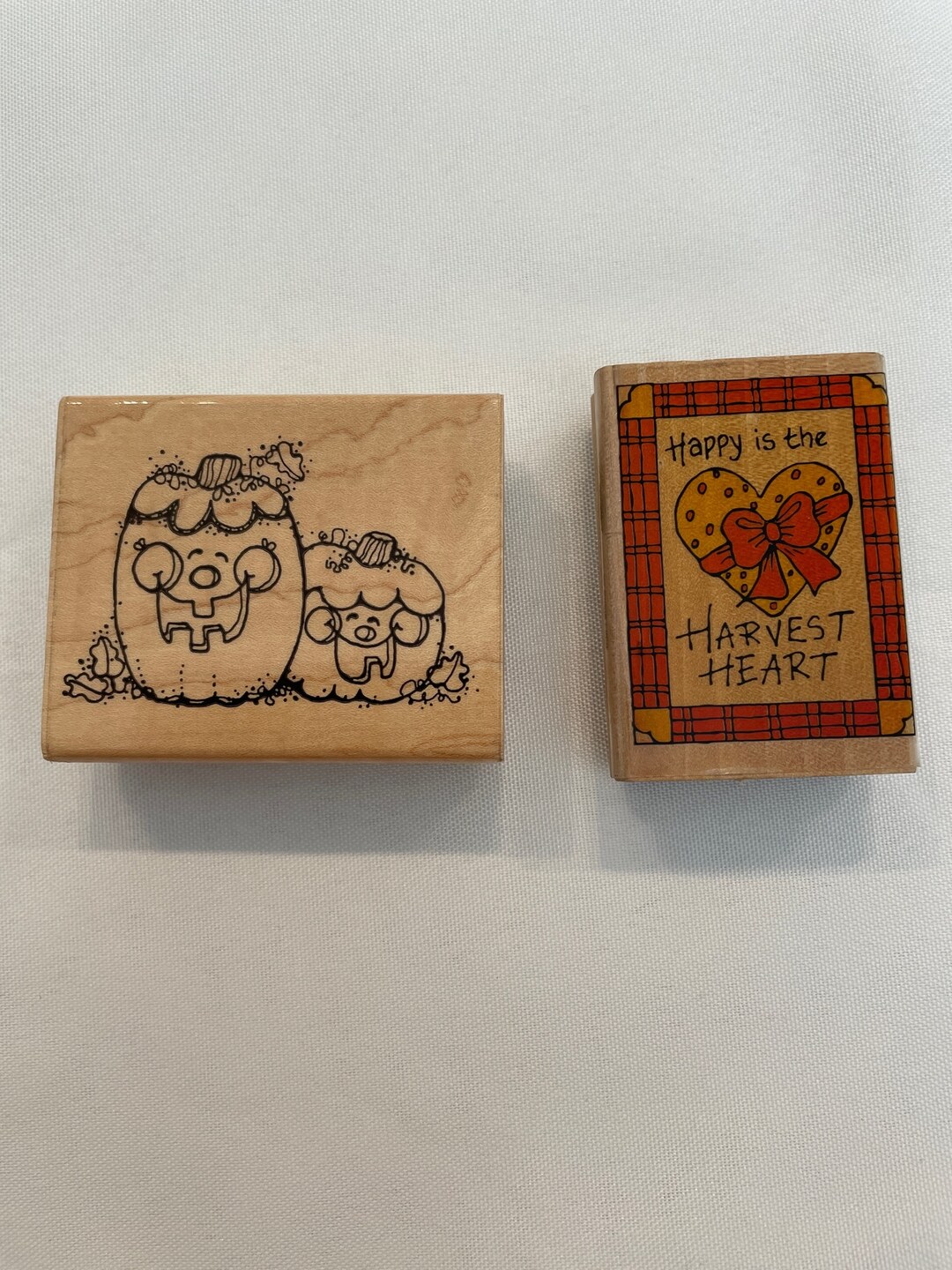 2 Harvest Pumpkin Vintage Wooden Stamps Wooden Stamps Etsy