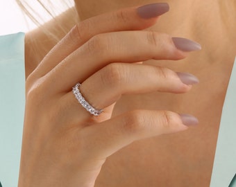 14k Gold Eternity Band Ring Wedding Band Eternity Zircon Stone Special Design Ring