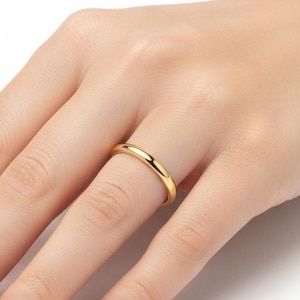 14K Solid Gold Dome Wedding Band | 2mm Minimalist Ring