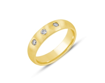 5 mm 14k Gold  Classic Band dome with 5 stone ring  Half Eternity Ring, Eternity Band, Eternity Band Ring
