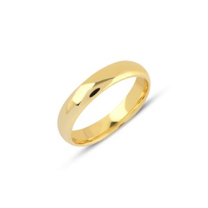 4 mm 14K Yellow Gold Dome Wedding Band -Polished-Comfort Fit