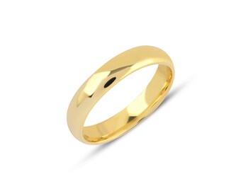 4 mm 14K Yellow Gold Dome Wedding Band -Polished-Comfort Fit