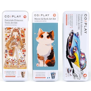 COI Play Watercolor Painting  Art Set Fairytale Travel Meow & Bark |12 Colors, 324 Color Blocks, 52 Cards, Watercolor Paint, Brushes, Cup
