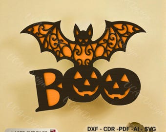 Trick or Treat Halloween Door Sign SVG: Laser Cut File for Glowforge, Cricut DXF | Spooky Front Door Hanger (Digital Download)