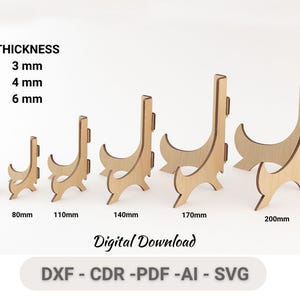 Laser Cut Easel Stand SVG: 6 Sizes Wood Display (Digital Download)