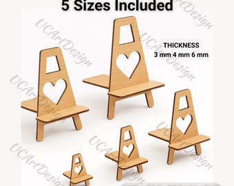 Easel Stand SVG Bundle | Laser Cut Wooden Display Stand Templates | Photo Frame and Sign Holder for Glowforge & Cricut (Digital Download)