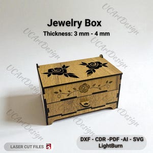 Laser Cut Wooden Jewelry Box – DIY Organizer with Drawers SVG & Digital Template