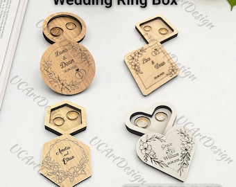Wedding Ring Box SVG Laser Cut File | Engagement Ring Box Glowforge Cricut CNC | Wooden Box DXF (Digital Download)