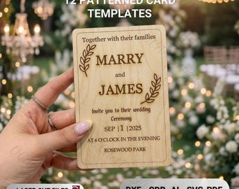 Laser Cut Wedding Invitation SVG (12 Templates Bundle) | Gate Fold Lace Card for Cricut Cardstock & Glowforge Wood | Rustic Wedding Invites
