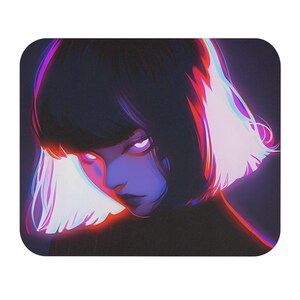 Anime Girl Mousepad | Red Background Design | Compact Smooth Surface | Desk Decor | Gaming Mouse Pad | Gift for Anime Fans | Unique Style