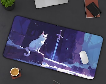 Cute Cat Mouse Pad | Kawaii Anime Desk Mat XL | Adorable Gaming Mouse Pad | Cute Desk Decor | Cat Lover Gift | Kawaii Office Accessory