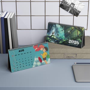 Bureaukalender Anime 2026 | Op Studio Ghibli geïnspireerd | Bureaudecoratie | Pony | Totoro | Studio Ghibli | Bureaudecoratie afbeelding 1