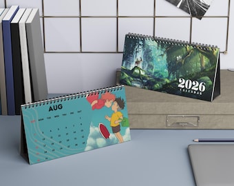 Anime 2026 Desk Calendar | Studio Ghibli-Inspired | Office Desk Decoration | Ponyo | Totoro | Studio Ghibli | Desk Decor