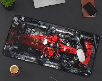 Red F1 Racing Mousepad | Formula Car Desk Mat | High Speed Gaming Pad | Motorsport Office Decor | Racing Fan Gift | XL Track Day Mat