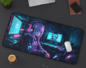 Lofi Girl Desk Mat | Chillhop Desk Pad | Study Desk Mat | Relaxing Desk Mat | Aesthetic Desk Mat | PC Gaming Desk Mat | Non-Slip | Durable