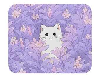 Alfombrilla de ratón con forma de gato adorable / Alfombrilla de escritorio de anime kawaii / Alfombrilla de ratón pequeña para juegos / Adorable decoración de escritorio / Regalo para amantes de los gatos / Accesorio de oficina kawaii