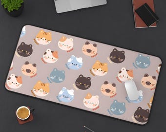 Cute Cat Mouse Pad | Kawaii Anime Desk Mat XL | Adorable Gaming Mouse Pad | Cute Desk Decor | Cat Lover Gift | Kawaii Office Accessory