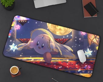 Podkładka pod biurko Kawaii Kirby | Urocza podkładka do gier | Podkładka pod mysz z postaciami | Duża podkładka do komputera | Antypoślizgowa | Trwała | Prezent dla gracza | Zabawna sztuka