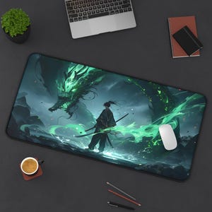 Dragon Mouse Pad | Fantasy Gaming Desk Mat XL | Cool Dragon Design | Unique Office Decor | Mythical Creature Gift | Dragon Lover Accessory
