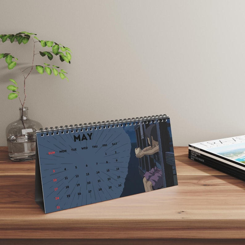 Bureaukalender Anime 2026 | Op Studio Ghibli geïnspireerd | Bureaudecoratie | Pony | Totoro | Studio Ghibli | Bureaudecoratie afbeelding 4
