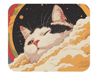 Alfombrilla de ratón con forma de gato adorable / Alfombrilla de escritorio de anime kawaii / Alfombrilla de ratón pequeña para juegos / Adorable decoración de escritorio / Regalo para amantes de los gatos / Accesorio de oficina kawaii