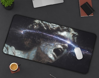 Mörk grekisk cyberpunk musmatta | Mytologi Gamer skrivbordsmatta | Futuristisk anime musmatta | Estetisk skrivbordsdekor | Otaku-present | Skrivbordssetup