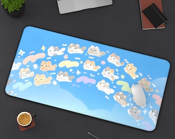 Cute Cat Mouse Pad | Kawaii Anime Desk Mat XL | Adorable Gaming Mouse Pad | Cute Desk Decor | Cat Lover Gift | Kawaii Office Accessory
