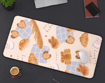 フランスパン焼きデスクマット | かわいいゲーミングマウスパッド | 美しいPCマット | ゲーマー向け滑り止め付き大型パッド | オフィス装飾ギフト