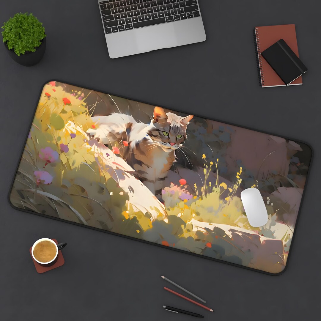 Cute Cat Mouse Pad | Kawaii Anime Desk Mat XL | Adorable Gaming Mouse ...