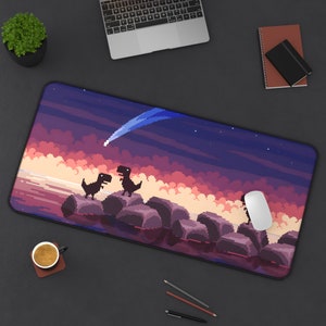 Anime Dinosaurier Landschaft | Schreibtischunterlage Anime | Studio Gaming Mauspad XL | Niedliche Schreibtisch Dekoration | Kawaii Schreibtischunterlage | Süßes Mauspad