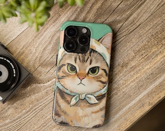Cute Cat Phone Case | Kawaii Neko Aesthetic Cover | Glossy Anime Art | Protective Soft TPU Bumper | Wireless Charging Friend