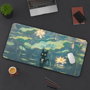 Cozy Cat Deskmat | Cute Kawaii Neko Gaming Mousepad | Aesthetic PC Mat | Non-Slip Durable Large Pad for Gamers | Custom Office Decor Gift