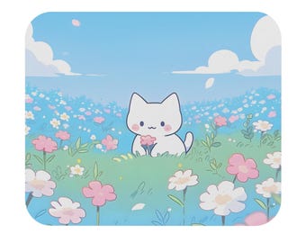 Alfombrilla de ratón con forma de gato adorable / Alfombrilla de escritorio de anime kawaii / Alfombrilla de ratón pequeña para juegos / Adorable decoración de escritorio / Regalo para amantes de los gatos / Accesorio de oficina kawaii