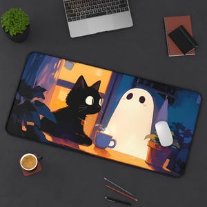 Cute Cats Neko Deskmat | Kawaii Gaming Mousepad | Aesthetic PC Mat | Non-Slip Durable Large Pad for Gamers | Custom Office Decor Gift